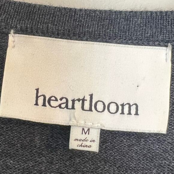 Heartloom Adrian Knit Midi Dress sz M Charcoal Grey Sweater Tie Waist V Neck - Picture 8 of 8